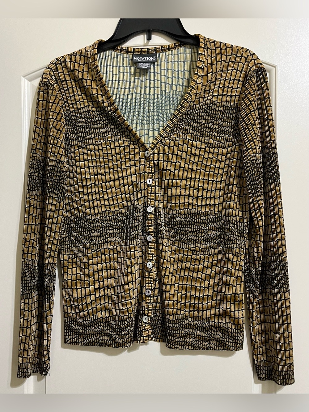 Notations 2 PIECES Black and Gold Brown Cardigan Tank Top Medium